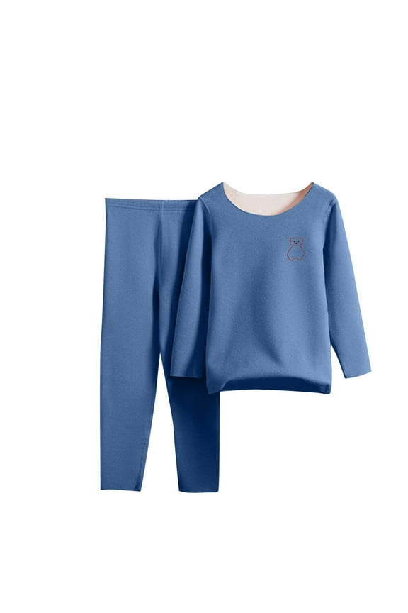 Thermal Underwear for Kids Toddler Winter Base Layer Long Johns Sets for Girls Boys Light Blue 2-4 Years
