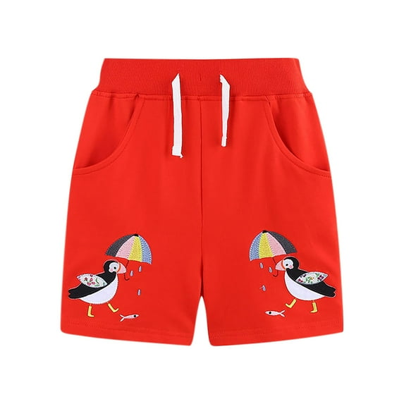 ZACPNCV Toddler Baby Boy Shorts Animals Printed Lightweight Cotton Shorts for Kids Boys Summer Elastic Waist Short Pants Red 2-3 Years