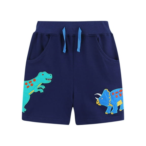 ZACPNCV Toddler Baby Boy Shorts Dinosaur Printed Lightweight Cotton Shorts for Kids Boys Summer Elastic Waist Short Pants Navy 4-5 Years