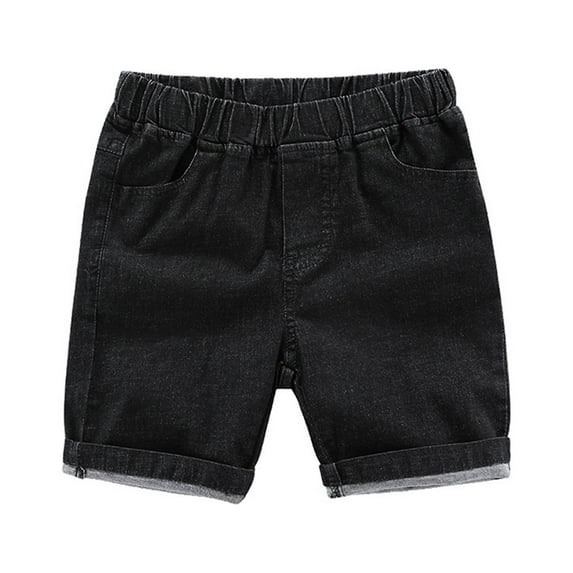 Meresysid Toddler Baby Boys Summer Denim Shorts Thin Stretch Cooling Jeans Casual Jeans Black 7-8 Years