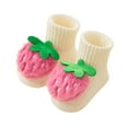 thumbnail image 1 of ZACPNCV Toddler Baby Floor Socks Strawberry Looped Knitted Socks Solid Color Cotton No Slip and Insulation Walking Socks White 1-3 Years, 1 of 7
