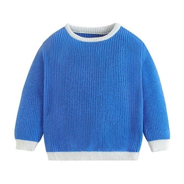 ZACPNCV Toddler Baby Girls Boys Knit Sweater Long Sleeved Crewneck Sweater Blue 2-3 Years