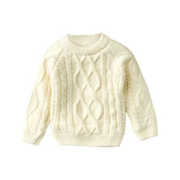 ZACPNCV Toddler Baby Girls Boys Knit Sweater Solid Color Long Sleeved Crewneck Sweater Beige 3-4 Years