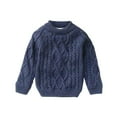thumbnail image 1 of ZACPNCV Toddler Baby Girls Boys Knit Sweater Solid Color Long Sleeved Crewneck Sweater Navy 5-6 Years, 1 of 5