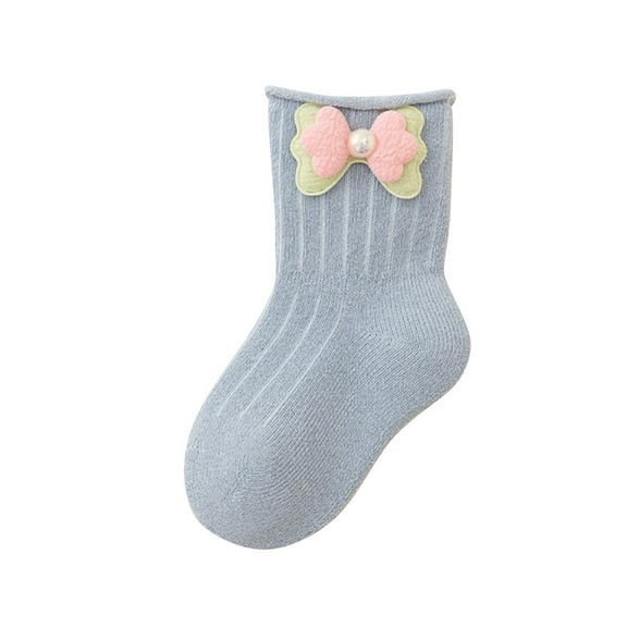 ZACPNCV Toddler Baby Knee-Highs Socks Bow Knitted Socks Solid Color Cotton No Slip Cotton Floor Mid Tube Socks Blue 0-1 Years