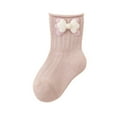 thumbnail image 1 of ZACPNCV Toddler Baby Knee-Highs Socks Bow Knitted Socks Solid Color Cotton No Slip Cotton Floor Mid Tube Socks Pink 0-1 Years, 1 of 4