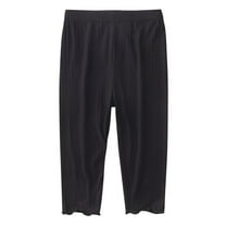 ZACPNCV Toddler Boys Girls Cropped Pants Basic Plain Soft Trousers Kids Elastic Waist Summer Cotton Linen Pants Black 1-2 Years