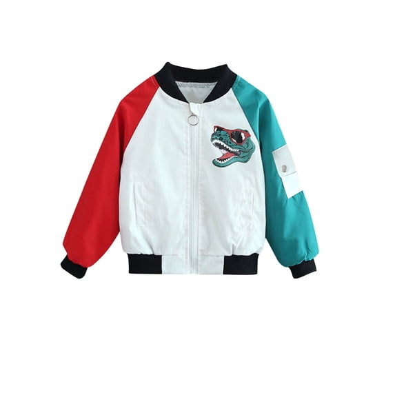 ZACPNCV Toddler Boys Girls Dinosaur Print Hoodies Jacket Zipper Trench Lightweight Windbreaker Casual Hooded Spring Outerwear 12-14 Years