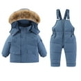 thumbnail image 1 of ZACPNCV Toddler Boys Girls Snowsuit Bib Snow Pants Winter Outfit Coat Sets Beige, 1 of 8