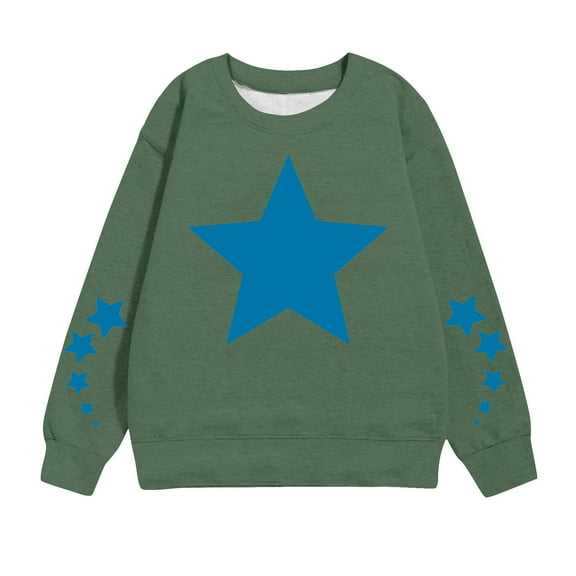 ZACPNCV Toddler Boys Girls Sweatshirts Kids Cotton Long Sleeve Crewneck Pullover Children's Shirt Printed T-shirt Printed Top Green