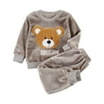 thumbnail image 1 of ZACPNCV Toddler Boys Girls Winter Fleece Flannel Pajama 2 Piece Set Warm Sleepwear Set Tops and Pants Outfits Khaki, 1 of 4
