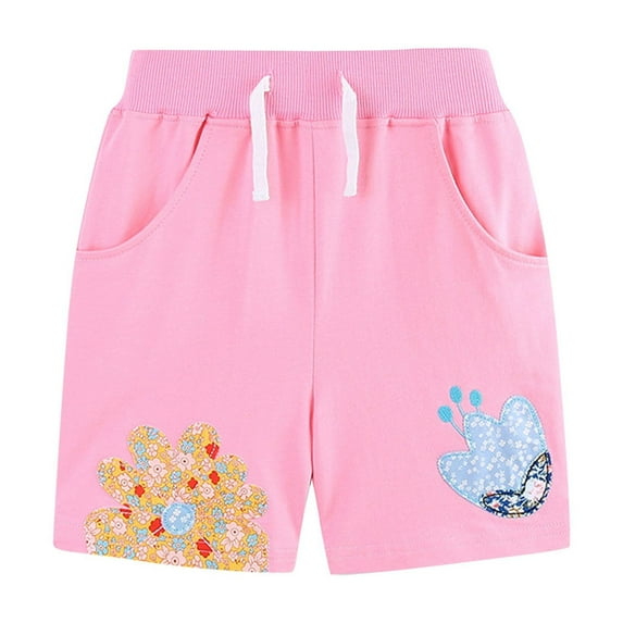 ZACPNCV Toddler Boys Knit Shorts Baby Summer Cotton Pull-on Active Jogger Shorts Flower Printed Elastic Waist Shorts with Pockets Pink 2-3 Years