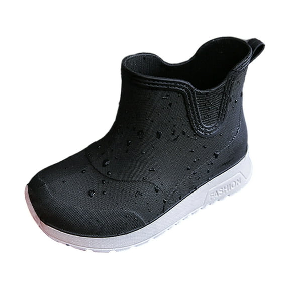 ZACPNCV Toddler Boys Shoes Rain Boots Water Boots Children Unisex Rain Shoes Soft Shoes Rubble Boots Non Slip Black 29