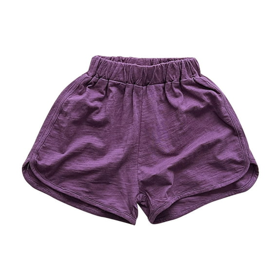 ZACPNCV Toddler Boys Shorts Girls Solid Color Cotton Elastic Waist Sports Shorts Summer Jogger Shorts for Kids Purple 7-8 Years