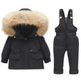 thumbnail image 1 of Meresysid Toddler Boys Snowsuit Girls Snow Pant And Jacket bib Winter Kids Clothes Coat Black, 1 of 6