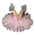 thumbnail image 1 of ZACPNCV Toddler Girls Ballet Leotards Tulle Skirt Ruffle Sleeve Tutu Dresses Shiny Sequin Flower Embroidery Dance Dress Gymnastics Bodysuit Outfit Summer Clothes Pink 13-14 Years, 1 of 4