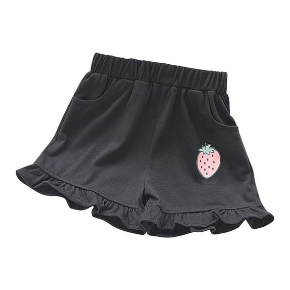 Meresysid Toddler Girls Floral Pleated Skirt-Like Shorts Wide-Leg Flowy Skorts Kids Summer Clothes Black 5-7 Years