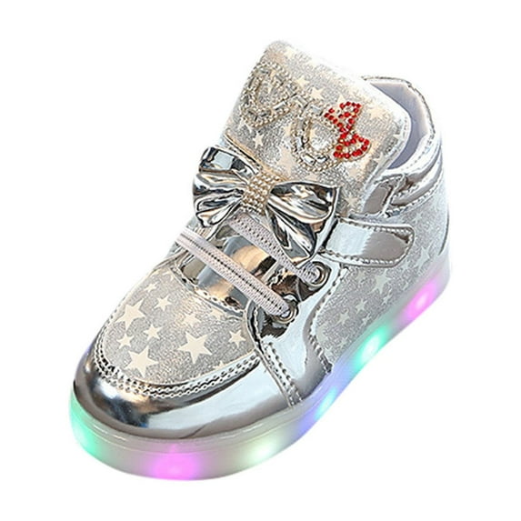 ZACPNCV Toddler Girls Flower Luminous Sports Shoes Soft Soles Non-slip Casual All Comfortable Breathable Shoes Gold