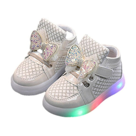 ZACPNCV Toddler Girls Flower Luminous Sports Shoes Soft Soles Non-slip Casual All Comfortable Breathable Shoes Gold