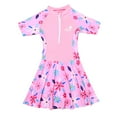thumbnail image 1 of ZACPNCV Toddler Girls Swimsuit Short Sleeve Swimdress + Shorts Two Piece Bathing Suits for Teens Beachwear Swimwear Pink 6-7 Years, 1 of 9