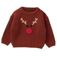 thumbnail image 1 of Meresysid Toddler Infant Baby Christmas Hand-crocheted Embroidered Knitted Tops For Boys And Girls Baby Sweaters Red, 1 of 6