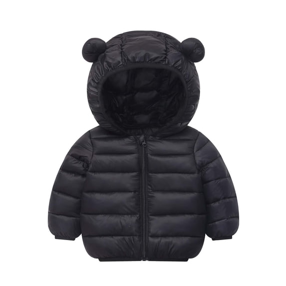 Meresysid Toddler Infant Children's Thickening Long Sleeve Fashion Printed Zipper Jacket Warm Hooded Ear Jacket Hooded Casual Jacket
