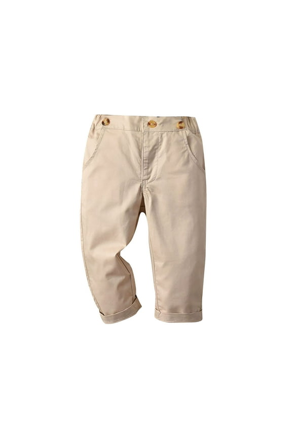 Toddler Infant Kids Cute Solid Color Stripe Casual School Uniform Suit Pants Trousers Khaki