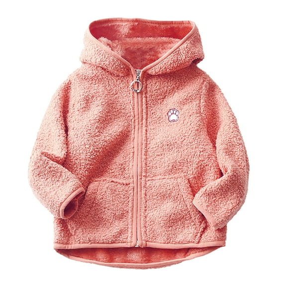 Meresysid Toddler Kids Baby Girls Boys Long Sleeve Cardigan Winter Fleece Coat Jacket Warm Hooded Outwear Fall Winter Outfits Pink