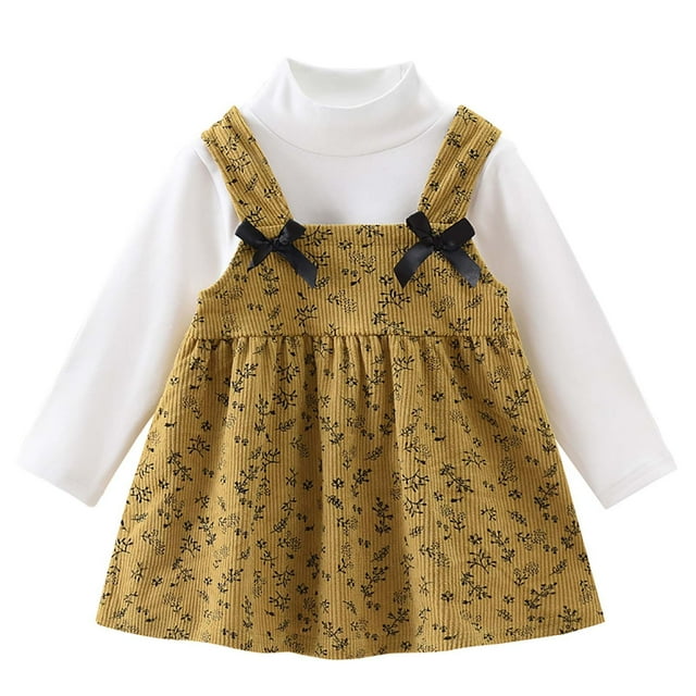 Meresysid Toddler Kids Girls Dress Set New High Collar Bottoming Shirt