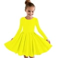 thumbnail image 1 of Meresysid Toddler Kids Girls Long Sleeve Stretchy Dress A Line Twirly Skater School Recital Dress Yellow, 1 of 5