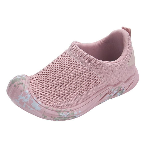 Meresysid Toddler Kids Infant Boys Girls New Sports Leisure Mesh Comfortable Soft Sole Non-slip Fabric Breathable Running Shoes Baby Slip-on Shoes Pink
