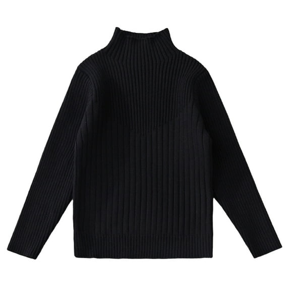 Meresysid Toddler Kids Infant Long-sleeved Fall And Winter New Set Of Head Foreign-style Winter Children's Bottoming Turtleneck Sweater Black