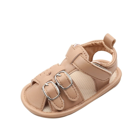 Meresysid Toddler Kids Infant Newborn Baby New Summer Sandals Iron Buckle Design Rubber Bottom Hollow-out Non-slip Shoes Khaki