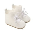 thumbnail image 1 of Meresysid Toddler Kids Infant Newborn Baby Spring New Baby Knitted High Top Lace-up Outside To Wear Non-slip Breathable Sweatproof Shoes White, 1 of 5