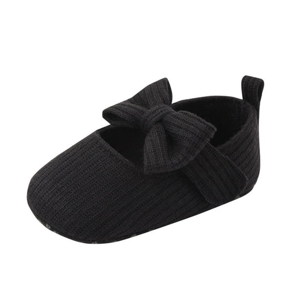 Meresysid Toddler Kids Infant Newborn Summer New Baby Cute Knitted Bow Wool Shoes Non-slip Baby Walking Shoes Black
