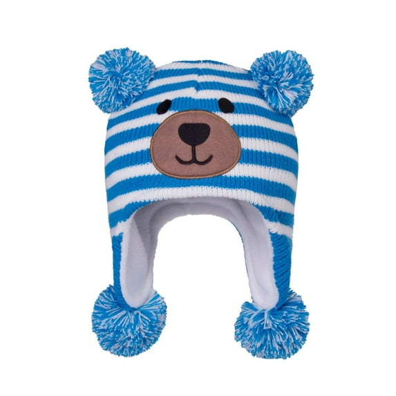 ZACPNCV Toddler Kids Infant Winter Hat,Earflap Knit Warm Cap Fleece Lined Beanie for Baby Boys Girls Blue