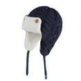 thumbnail image 1 of Meresysid Toddler Kids Infant Winter Hat,Earflap Knit Warm Cap Fleece Lined Beanie for Baby Boys Girls Navy, 1 of 3