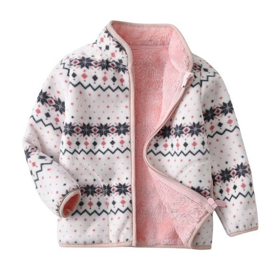 ZACPNCV Toddler Kids Polar Fleece Warm Jacket Baby Boys Girls Autumn Winter Zip-up Lightweight Long Sleeve Jacket White