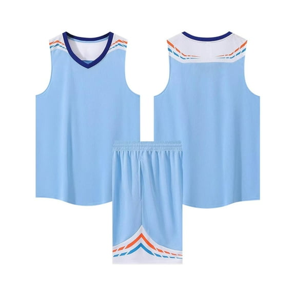 Meresysid Toddler Kids Sports Shorts Set Baby Boys Girls Basketball Jersey Outfit Tracksuit Tank Top Mesh Track Shorts Light Blue 4-5 Years