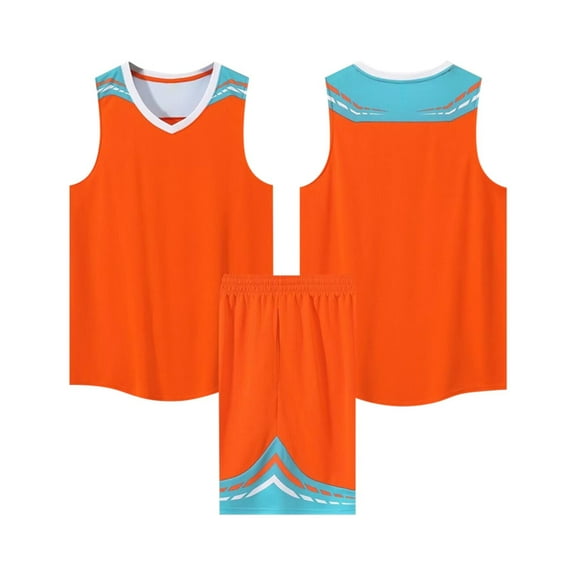 ZACPNCV Toddler Kids Sports Shorts Set Baby Boys Girls Basketball Jersey Outfit Tracksuit Tank Top Mesh Track Shorts Orange 4-5 Years