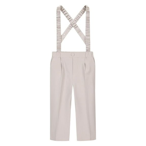 ZACPNCV Toddler Little Boy Suspenders Pants Classic Chino Pants for Casual Formal Wear and Special Occasions Khaki 12-18 Months