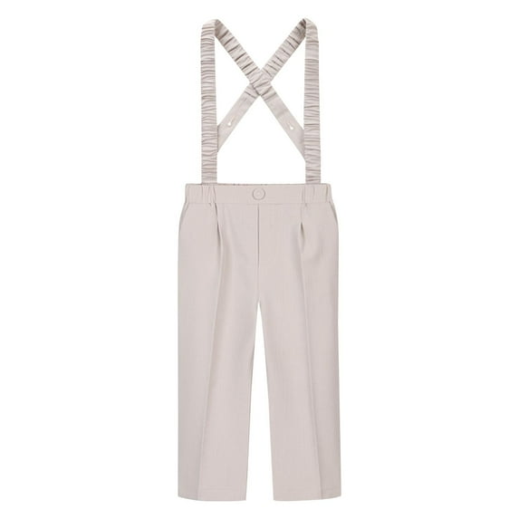ZACPNCV Toddler Little Boy Suspenders Pants Classic Chino Pants for Casual Formal Wear and Special Occasions Khaki 9-10 Years