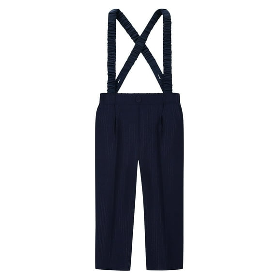 Meresysid Toddler Little Boy Suspenders Pants Classic Chino Pants for Casual Formal Wear and Special Occasions Navy 12-18 Months