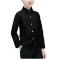 thumbnail image 1 of Meresysid Toddler Outfits For Boys Cotton Blend Lapel Collar Basic Solid Color Sleeve Buttons Shirt Kids Spring Autumn Long Sleeves Casual Top Black 5 Years, 1 of 1