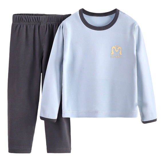 ZACPNCV Toddler Pajama Sets Fall Outfits for Girls Boys Long Sleeve Top and pants Set Baby Girl Winter Clothes Blue 2-3 Years