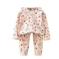 thumbnail image 1 of ZACPNCV Toddler Pajama Sets Fall Outfits for Girls Boys Long Sleeve Top and pants Set Baby Girl Winter Clothes Pink 9-12 Months, 1 of 3