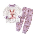 thumbnail image 1 of ZACPNCV Toddler Pajama Sets Fall Outfits for Girls Boys Long Sleeve Top and pants Set Baby Girl Winter Clothes Purple 0-3 Months, 1 of 3