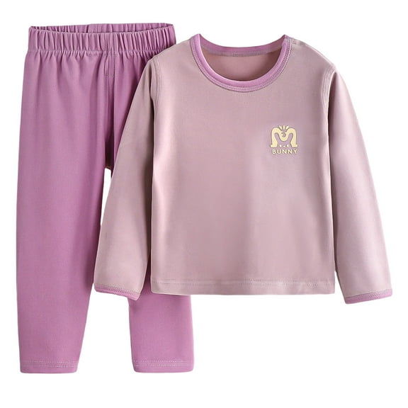 ZACPNCV Toddler Pajama Sets Fall Outfits for Girls Boys Long Sleeve Top and pants Set Baby Girl Winter Clothes Purple 3-4 Years