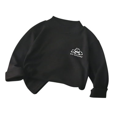 ZACPNCV Toddler Turtleneck Shirt Baby Boy Girl Solid Color Long Sleeve Mock Neck Shirt Turtleneck Blouse Fall Winter Clothes Black 4-5 Years
