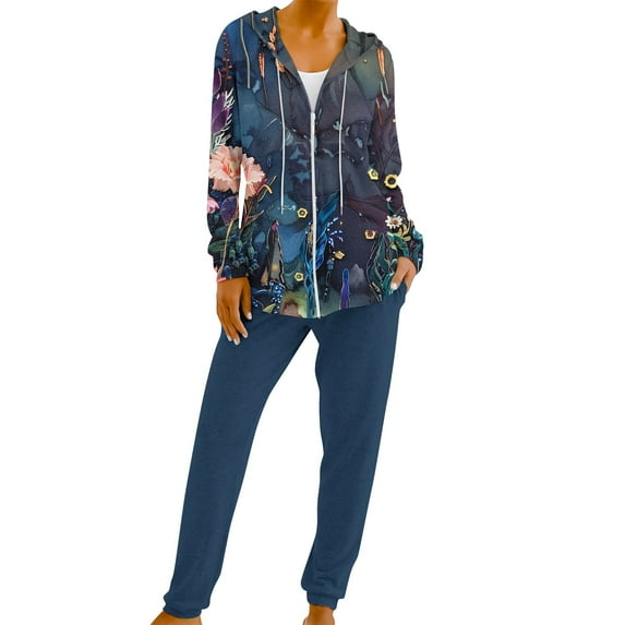 ZACPNCV Two Piece Outfits For Women Jogging Suits Casual Sweatsuits Jogger Tracksuits Long Sleeve Zipper Matching Sets Multicolor